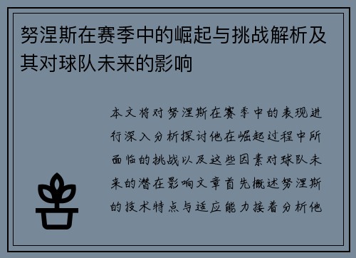 努涅斯在赛季中的崛起与挑战解析及其对球队未来的影响