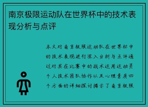 南京极限运动队在世界杯中的技术表现分析与点评